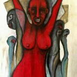 Peinture intitulée "La reine rouge - ar…" par Eric Leroy (Rico), Œuvre d'art originale, Acrylique Monté sur Châssis en bois