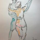 "Couple qui danse 2" başlıklı Tablo Francoise Leblanc tarafından, Orijinal sanat, Suluboya