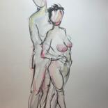 Schilderij getiteld "Couple 2" door Francoise Leblanc, Origineel Kunstwerk, Aquarel