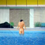 Painting titled "Swimming pool 001D" by Garvin Ree, Original Artwork, Oil