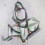 Картина под названием "From shield .. (On…" - Gerrit Cnossen, Подлинное произведение искусства, Пастель Установлен на картон