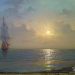 Painting titled "закат" by Gennadii Tokarev, Original Artwork, Oil