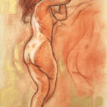 Drawing titled "LA DANSEUSE" by Gérard Rombi, Original Artwork, Pastel Mounted on Cardboard