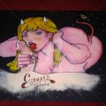 Malerei mit dem Titel "Leonie Darkside" von Gerhard Cartoon, Original-Kunstwerk, Acryl