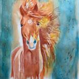 Peinture intitulée "Qui était le cheval…" par Guyle Rayne, Œuvre d'art originale, Aquarelle