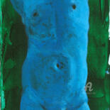 Ζωγραφική με τίτλο "Blue Nude" από Hank Wandle, Αυθεντικά έργα τέχνης, Ακρυλικό Τοποθετήθηκε στο Χαρτόνι