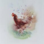 Schilderij getiteld "Chicken" door Anna Hnatiuk, Origineel Kunstwerk, Aquarel