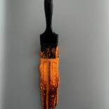 Sculpture titled "Orange Brush" by Santicri, Original Artwork, Resin Mounted on Other rigid panel
