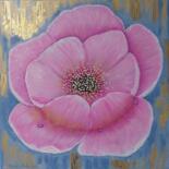 Schilderij getiteld "rosa Blume" door Irene Mitawski, Origineel Kunstwerk, Acryl Gemonteerd op Frame voor houten brancard
