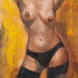 Peinture intitulée "Selfie in stockings" par Irina Sergeyeva, Œuvre d'art originale, Huile Monté sur Châssis en bois