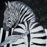 Schilderij getiteld "ZEBRE 3" door Isabelle Zwang, Origineel Kunstwerk, Olie Gemonteerd op Frame voor houten brancard