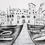 Dessin intitulée "view at Jaffa" par Janna Shulrufer, Œuvre d'art originale, Encre