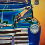 Schilderij getiteld "Chevy stepside" door John Chan, Origineel Kunstwerk, Olie Gemonteerd op Houten paneel