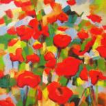 Peinture intitulée "Coquelicots 3" par Jean-Noël Le Junter, Œuvre d'art originale, Huile Monté sur Châssis en bois