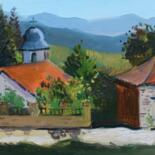 Painting titled "Church in Peshkepi…" by Joan Mato, Original Artwork, Oil