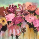 Pittura intitolato "Flower curtain" da Karin Heymans, Opera d'arte originale, Acrilico