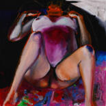 Schilderij getiteld "Afterbath 1" door Kemal Ridzal, Origineel Kunstwerk, Olie Gemonteerd op Frame voor houten brancard