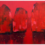 Painting titled "Red in Halong Bay N…" by Khanh The Bui, Original Artwork, Acrylic