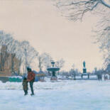 Peinture intitulée "Pushkinskaya Square…" par Simon Kozhin, Œuvre d'art originale, Autre