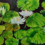 Peinture intitulée "water lily" par Leo,Keihung Yip, Œuvre d'art originale, Huile Monté sur Châssis en bois