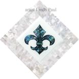 Sculpture titled "Fleur de lis handma…" by Linda Paul, Original Artwork, Mosaic Mounted on Wood Panel