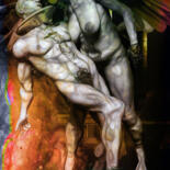 Цифровое искусство под названием "Oedipe et le Sphinx" - Lionel Morateur, Подлинное произведение искусства, Цифровая живопись