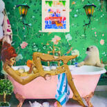 Schilderij getiteld "Bubble bath" door Lucy Klimenko, Origineel Kunstwerk, Olie