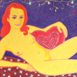 Malerei mit dem Titel "Woman and a heart" von Margarita Felis, Original-Kunstwerk, Acryl