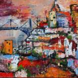 Painting titled "le port du village" by Marie Claude Ramain, Original Artwork