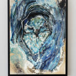 Pittura intitolato "blue owl" da Merve Gürlek, Opera d'arte originale, Olio