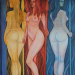 Peinture intitulée "The keeper nymphs o…" par Metin Sakalov, Œuvre d'art originale, Huile Monté sur Châssis en bois