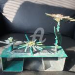 Escultura intitulada "flowers table" por Modern Art, Obras de arte originais, Metais