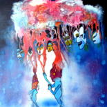 Peinture intitulée "l-arbre-qui-pleurai…" par Mysane, Œuvre d'art originale, Acrylique