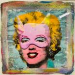 Pittura intitolato "Pink Masked Marilyn" da N Nathan, Opera d'arte originale, Spray Montato su Alluminio
