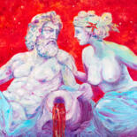 Painting titled "Zeus and Hera" by Natalia Shchipakina, Original Artwork, Oil Mounted on Wood Stretcher frame