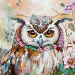 "Flower Owl 11" başlıklı Tablo Natalie Aleksejeva (NatalieVerve) tarafından, Orijinal sanat, Akrilik