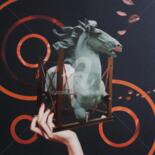 Collagen mit dem Titel "Le cheval d'amour" von Nelly Sanchez, Original-Kunstwerk