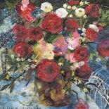 Painting titled "Flowers in a basket" by Nira Schwartz, Original Artwork
