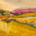 Painting titled "CORFE CASTLE IN DOR…" by Patricia Clements Art, Original Artwork, Oil Mounted on Wood Stretcher frame