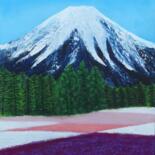 Painting titled "Le Mont Fuji durant…" by Pich, Original Artwork, Acrylic Mounted on Other rigid panel