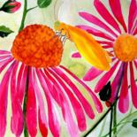 Peinture intitulée "flores de equinacea" par Pipo Jost Nicolas, Œuvre d'art originale, Aquarelle
