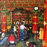 Painting titled "Worship" by Qiuzi Zhang, Original Artwork, Acrylic