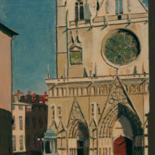 Dessin intitulée "N°148  Place Saint…" par R. Cavalié, Œuvre d'art originale, Pastel Monté sur Autre panneau rigide