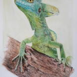 Disegno intitolato "Lizard Lover" da Raissa Levati Pelegrim, Opera d'arte originale, Biro