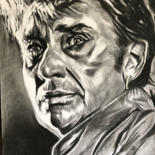 Drawing titled "Johnny Hallyday (2)" by Richard Hanssens, Original Artwork, Charcoal