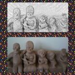 Sculpture intitulée "Família Simpsons re…" par Rosana Pan, Œuvre d'art originale, Argile