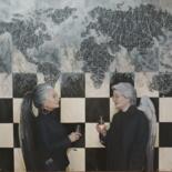 Картина под названием "Speaking" - Svetlana Savitskaya, Подлинное произведение искусства, Масло Установлен на Деревянная рам…