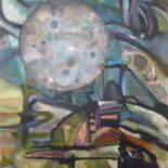 Painting titled "Moonbird" by Scott Spencer, Original Artwork, Oil Mounted on Wood Stretcher frame