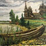 Pittura intitolato "boat" da Sergejs Matjušenko, Opera d'arte originale, Olio