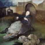 Ζωγραφική με τίτλο "La visione del santo" από Sergio Padovani, Αυθεντικά έργα τέχνης, Λάδι Τοποθετήθηκε στο Ξύλινο φορείο σκ…